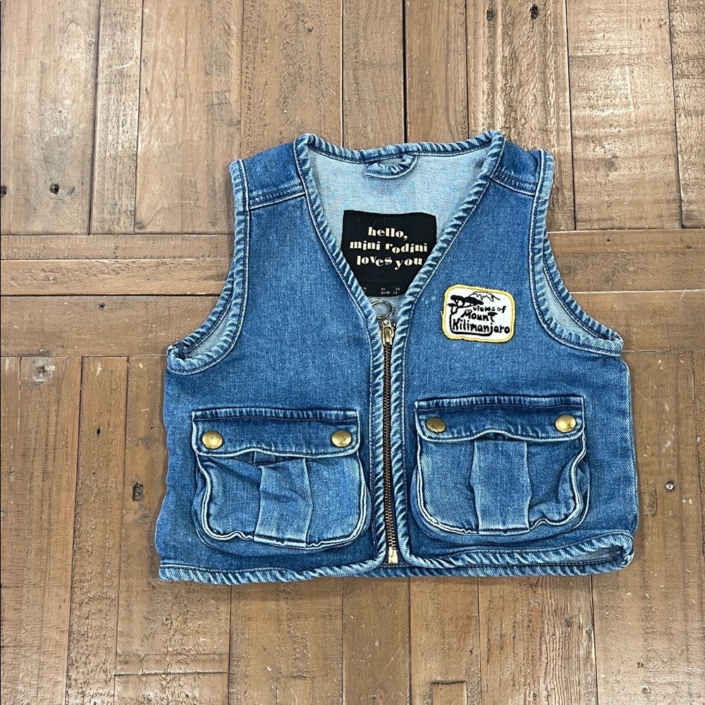 Mini Rodini denim vest mt. Kilimanjaro 18 months - 3 years snake jeans zip front